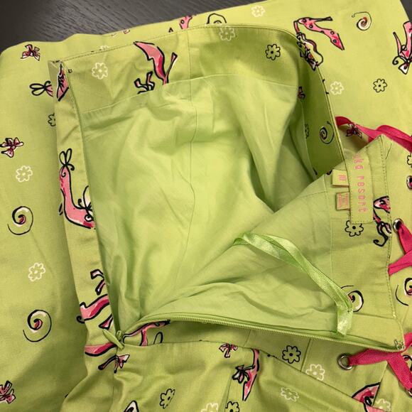 Y2K Green Shoe Print Strapless Corset Dress Sz 10 Clueless Retro Green Pink Vtg - Picture 11 of 11